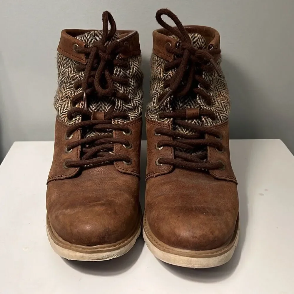 Timberland Women's Brown & Tan Tweed Leather Ankle Boots